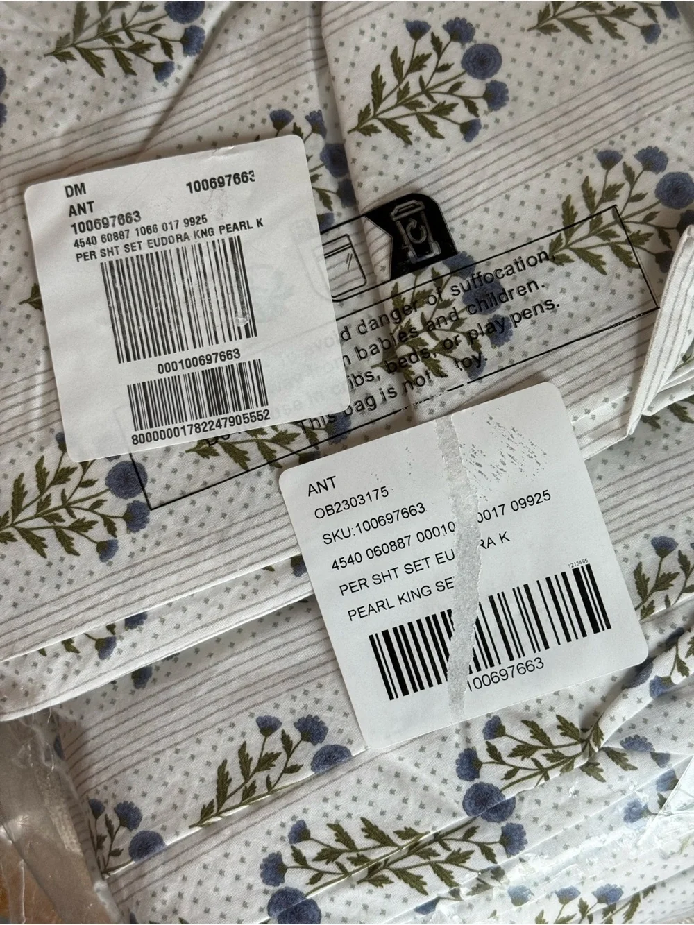 Anthropologie Organic Cotton Percale Printed Sheet Set Eudora white